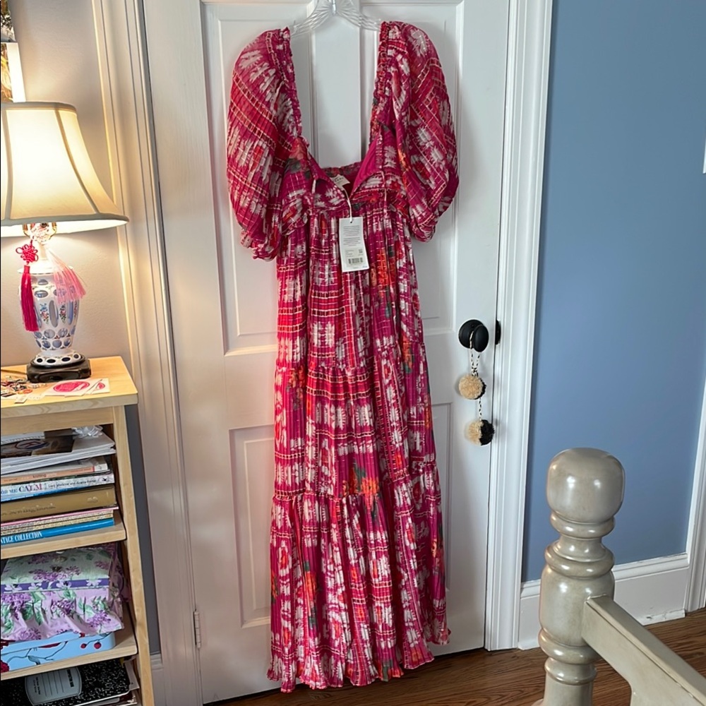 STUNNING sexy sweet Sezane CELEBRATIONS bohemian BOHO Pink Maxi Dress 34 💖